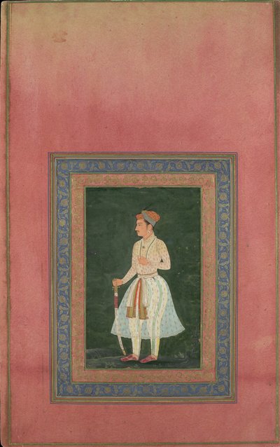 Portrait of a Noble in Gauzy White Costume, Folio fra Davis Album, 1600-tallet. af Unbekannt