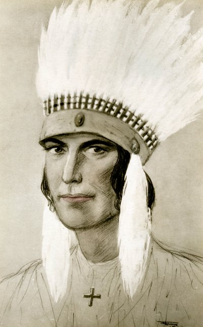 Portræt af en amerikansk indianer, det 20. århundrede af Unbekannt