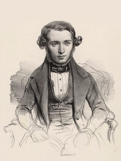 Portræt af pianist og komponist Jacob Rosenhain 1813-1894, 1845. af Unbekannt