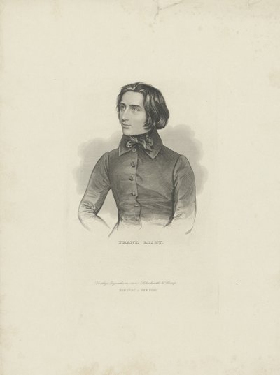 Portræt af komponisten Franz Liszt 1811-1886, 1840-1850. af Unbekannt