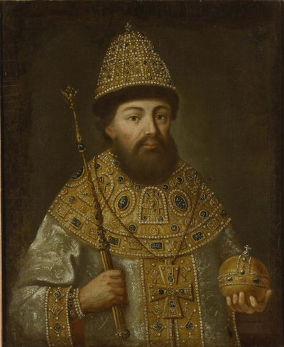 Portræt af zaren Alexis I Mikhailovich af Rusland 1629-1676, ca 1675 af Unbekannt