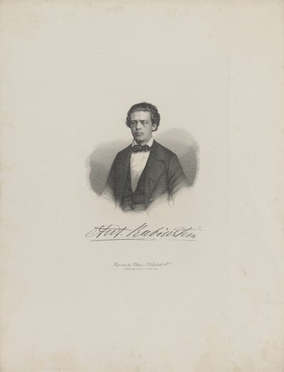 Portræt af komponisten Anton Rubinstein 1829-1894, ca. 1850. af Unbekannt