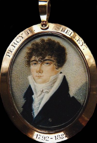 Portræt af digteren Percy Bysshe Shelley 1792-1822, ca 1825 af Unbekannt