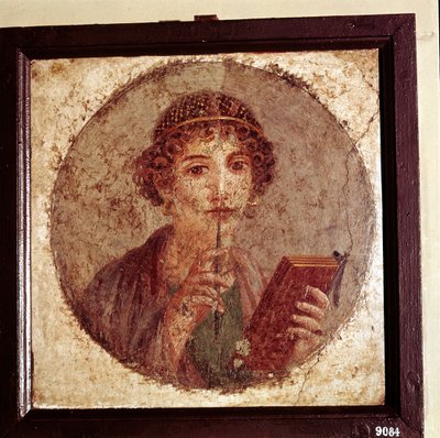Portrætmaleri af Sappho, Pompeji, Italien af Unbekannt