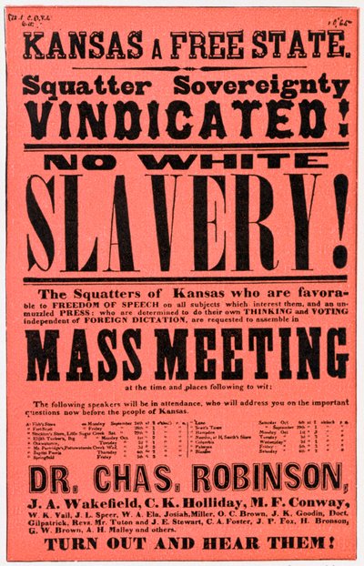 Plakat mod slaveri i Kansas, 1800-tallet af Unbekannt