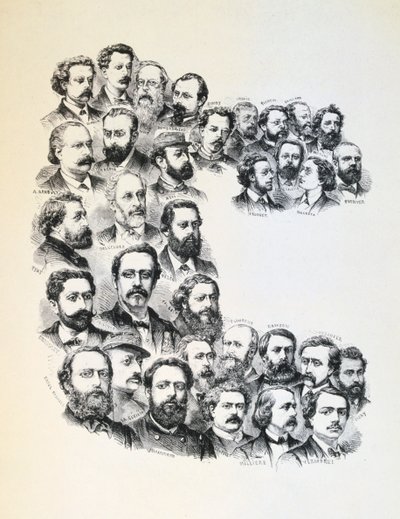 Plakat med portrætter af kommunarderne, Pariserkommunen, 1871. af Unbekannt