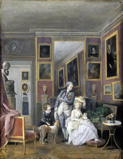 Prins Alexander Sergeevich Stroganov med sin kone Ekaterina Petrovna og børn, ca 1778 af Unbekannt