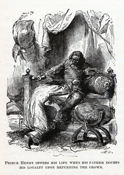 Prins Henrik ofrer sit liv, da hans far tvivler på hans loyalitet ved at returnere kronen, 1882 af Unbekannt