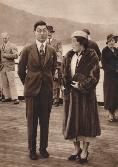 Prins og prinsesse Chichibu ankommer til Queen Mary den 12. april 1937 af Unbekannt