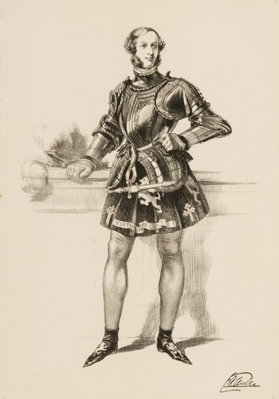 Tryk af William 2. jarl af Craven i kostume båret ved Eglinton Tournament 1839. af Unbekannt