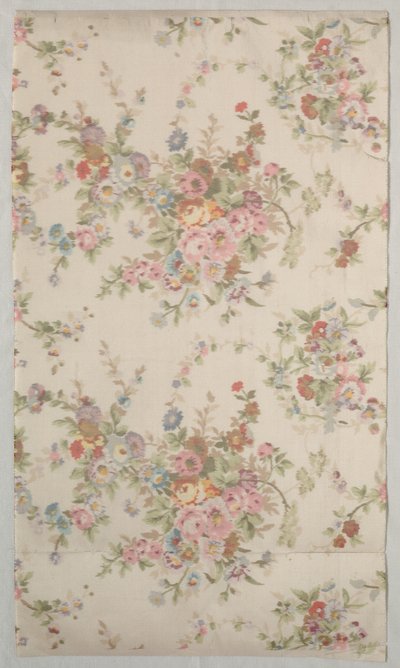 Trykt silke med blomsterdesign, slutningen af 1800-tallet. af Unbekannt