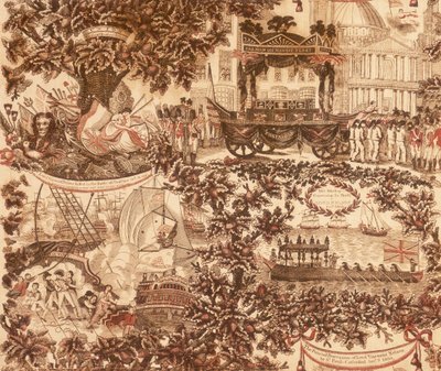Trykt linnedpanel, der forestiller Lord Viscount Nelsons begravelsesoptog, 1806 af Unbekannt