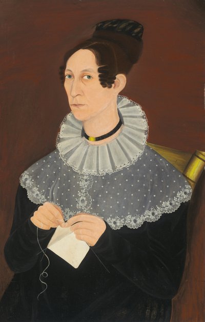 Sandsynligvis Sarah Cook Arnold Knitting, ca. 1830. af Unbekannt