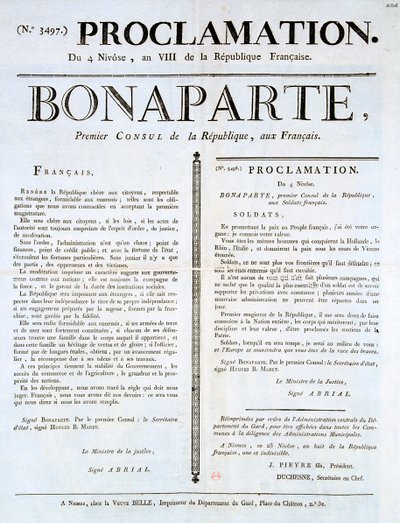 Proklamation af Napoleon som 1. konsul, 1800-tallet af Unbekannt