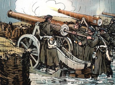Preussisk artilleribatteri i aktion, fransk-preussisk krig, 1870-1871 af Unbekannt