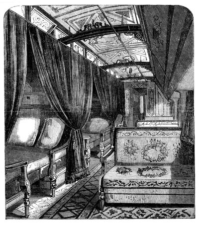 Pullman sovevogn på Union Pacific Railroad, c1869 af Unbekannt