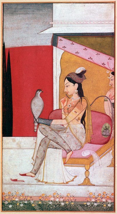 Punjabi illustration af en dame med en høg. af Unbekannt