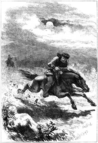 Forfølgelse af Paul Revere, spejderen, 1775 c1880 af Unbekannt