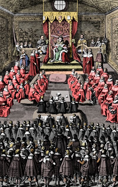 Dronning Elizabeth I i parlamentet, 1500-tallet, c1902-1905 af Unbekannt