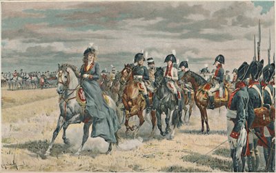Dronning Louisa gennemgår den preussiske hær, 1896 af Unbekannt