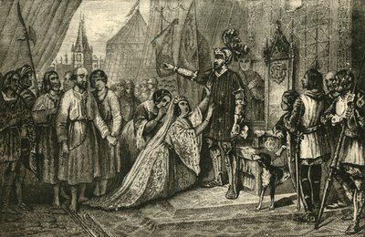 Dronning Philippa går i forbøn for borgerne i Calais, 1347, 1890. af Unbekannt
