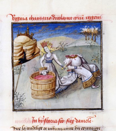 Dronning Tomyris. Fra: Speculum Humanae Salvationis Mirror of Human Salvation af Ludolph af Sachsen af Unbekannt