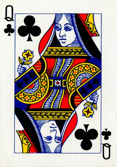 Queen of Clubs fra et sæt Goodall & Son Ltd. spillekort, c1940 af Unbekannt