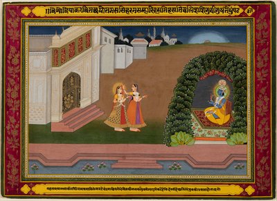 Radhas Confidante bringer hende til Krishna, ca. 1790-1800. af Unbekannt
