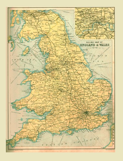 Jernbanekort over England og Wales, 1902. af Unbekannt