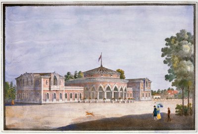 Jernbanestation og fransk restaurant i Catharinhof, St. Petersborg, Rusland, 1800-tallet af Unbekannt