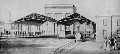 Jernbanestationer i de tidlige dage var mærkeligt primitive anliggender, c1934. af Unbekannt