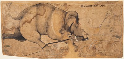 Rao Ram Singhs Elephant Gone Amok, ca. 1700. af Unbekannt