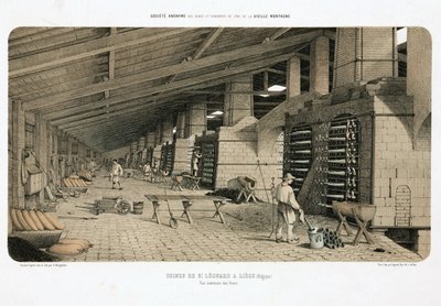 Råmaterialebehandling, metallurgiovne på zinkværket, St. Leonard, Liège, Belgien af Unbekannt