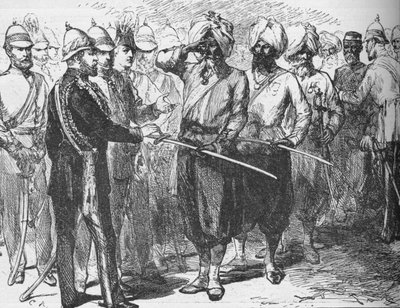 Modtagelse for de overlevende fra forsvaret af Lucknow, Indien, januar 1876 1908 af Unbekannt