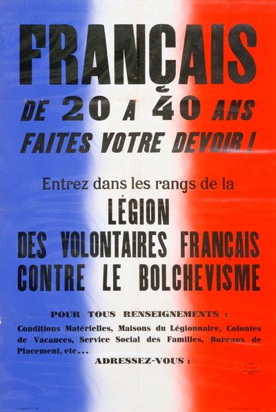 Recruitment poster for the Legion of French Volunteers, 1941-1944dani af Unbekannt