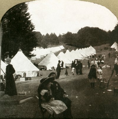 Flygtningelejr ved boldbaner i Golden Gate Park, 1906. af Unbekannt