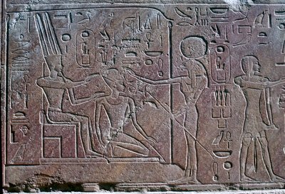 Relief, der viser dronning Hatshepsut, der modtager velsignelse, Amuntemplet, Karnak, Egypten, c1500 f.Kr. af Unbekannt