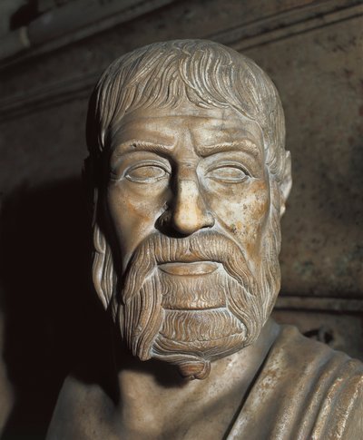 "Repræsentation af Pausanias (5. århundrede f.Kr.), spartansk general og politiker" Bust. af Unbekannt