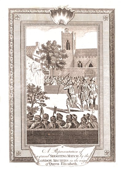 Repræsentationer af skydekampen af London Archers under dronning Elizabeths regeringstid, 1793 af Unbekannt