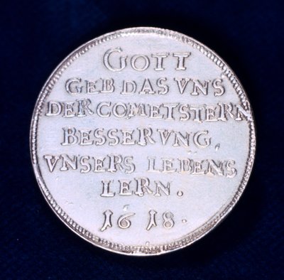 Bagsiden af en medalje til minde om den strålende komet fra november 1618 af Unbekannt