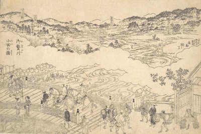 Omue-floden og Oda-broen, 1700. af Unbekannt