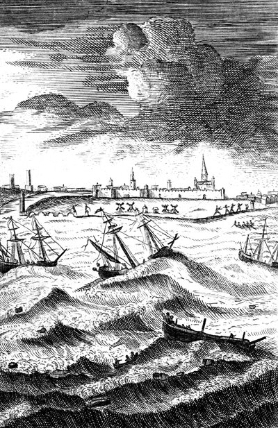 Robinson Crusoe forliste ved Yarmouth, c1719 af Unbekannt