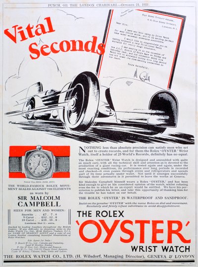 Rolex Oyster armbåndsur annonce, 1931 af Unbekannt