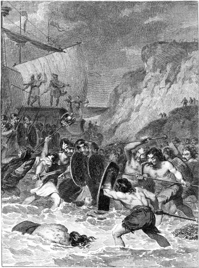 Romersk invasion af Storbritannien, 55-54 f.Kr. c1820 af Unbekannt