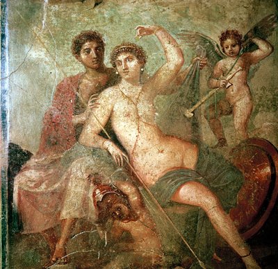 Romersk vægmaleri af Amor, Venus og Mars, Pompeji, Italien af Unbekannt