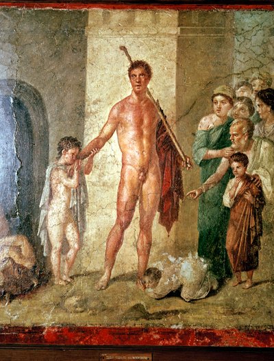Romersk vægmaleri af Theseus efter at have dræbt Minotaurus, Pompeji af Unbekannt