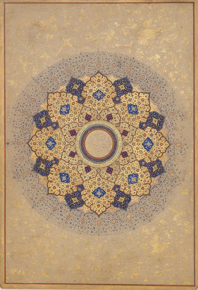 Roset med navne og titler på Shah Jahan, folio fra Shah Jahan-albummet, ca. 1645. af Unbekannt