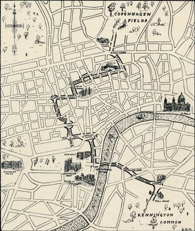 Protestmarchens rute for at befri Tolpuddle-martyrerne, 1834, 1934 af Unbekannt