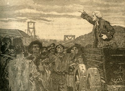 Rowland Hill prædiker for collierne i Kingswood, Bristol, c1772 c1890. af Unbekannt