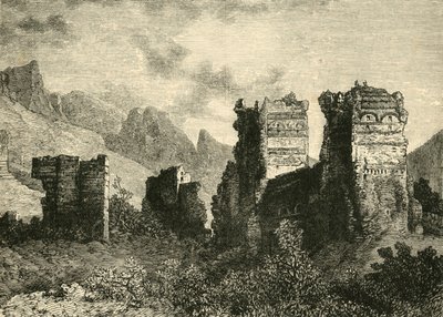Ruinerne af de gamle bymure, Antiokia, 1890. af Unbekannt